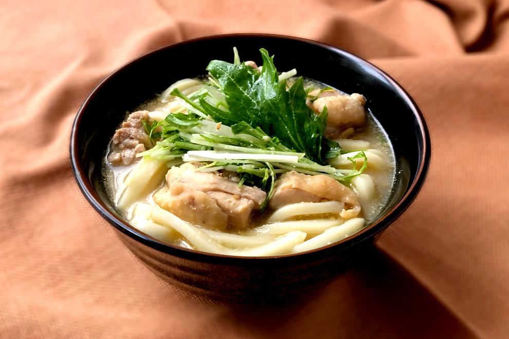 京みず菜と鶏肉のごま汁うどん