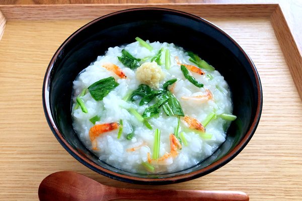 壬生菜と桜海老のおかゆ